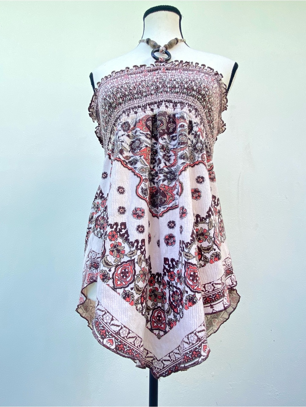 Y2K Orange Multicolor Handkerchief Halter Boho Fairy Top Size Medium